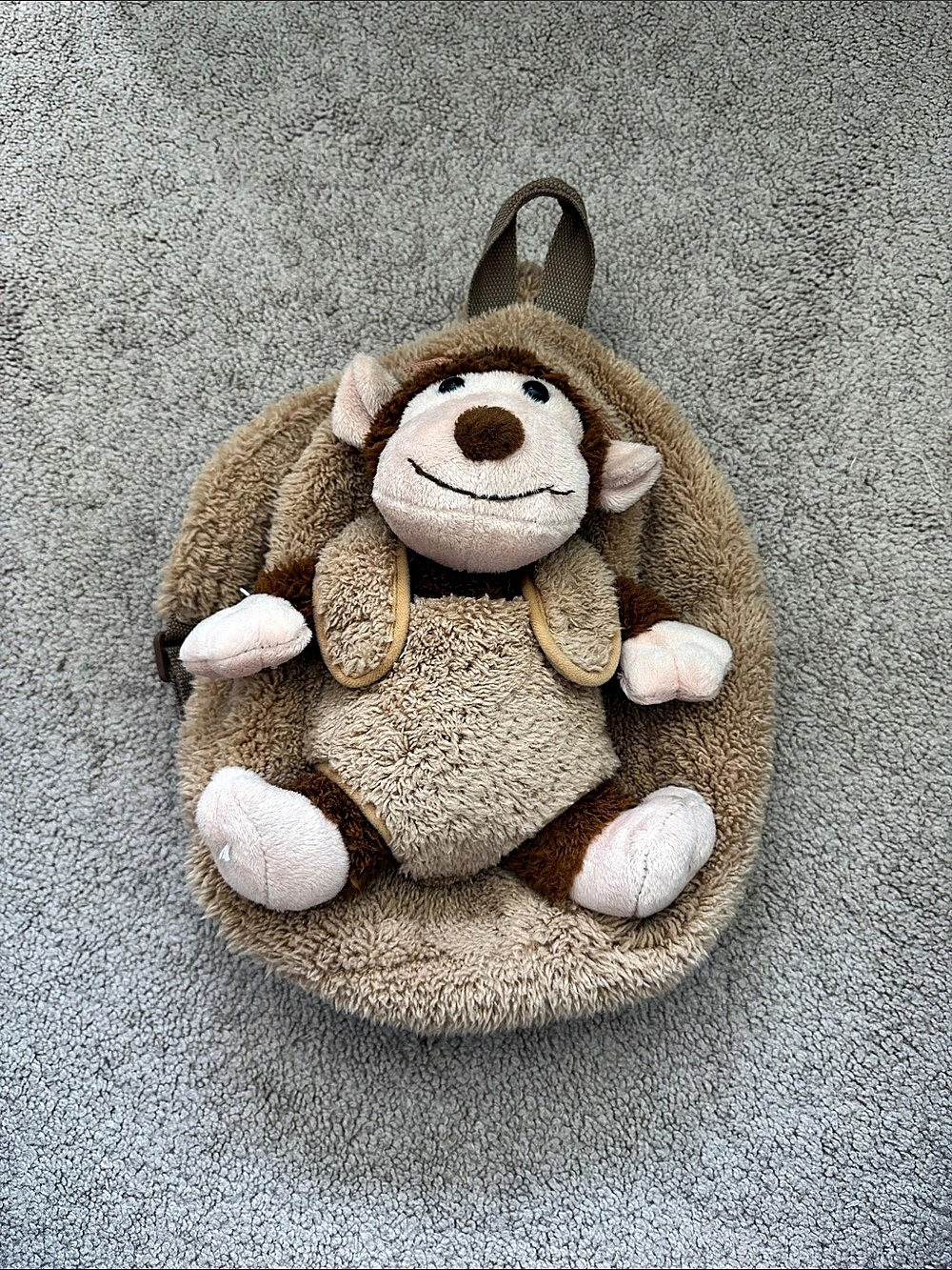 Plush Monkey Backpack Brown & Beige